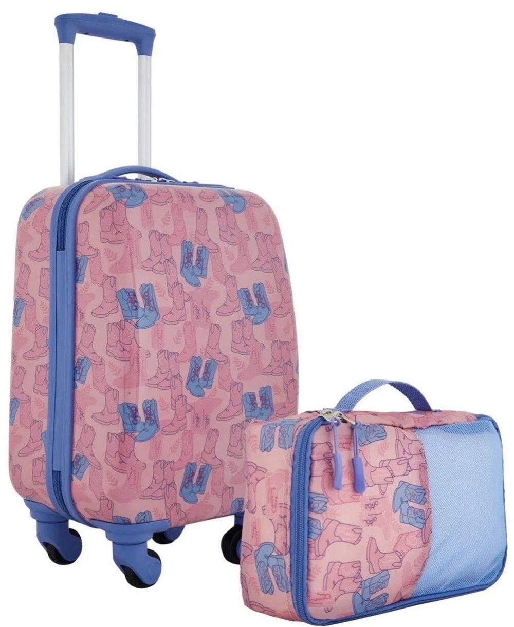 New WRANGLER Kids Cowgirl 2-Pc Luggage Set-18” Hard-Side Spinner & Matching Bag